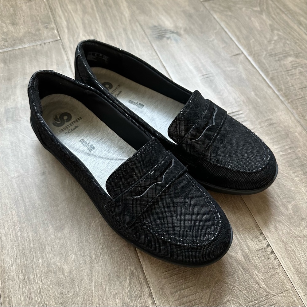 Clarks Cloudsteppers Ayla Form Loafer Shoes Black Size 6.5